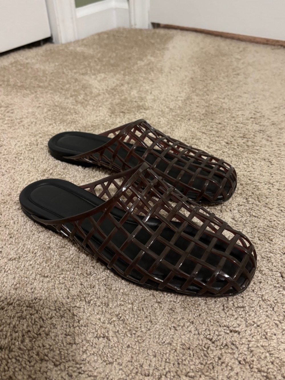 Vince Brown Woven Slide Sandals